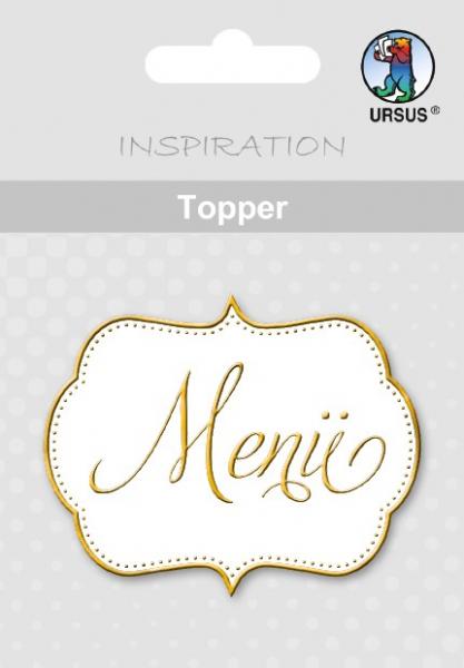 Topper, weiß/gold, "Menü"